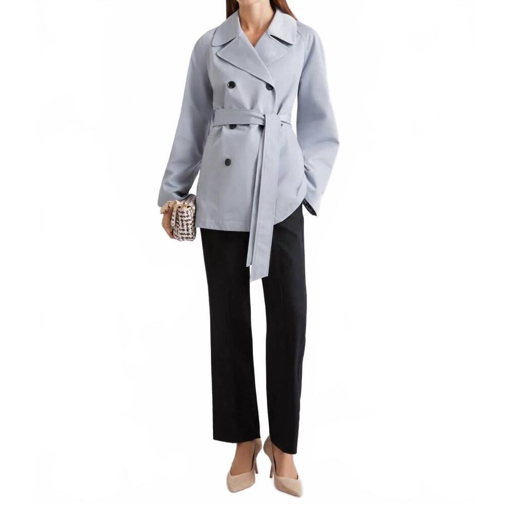 NEW MARELLA umido technical cotton trench coat in light blue
